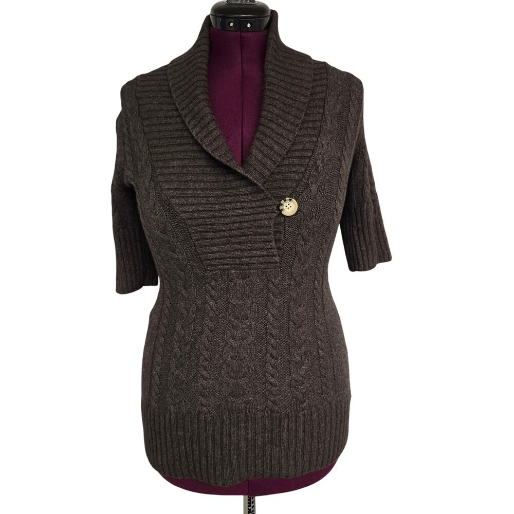 Women's Sarsaparilla Brown Cable Knit Fur Blend Tunic Sweater | Size Medium